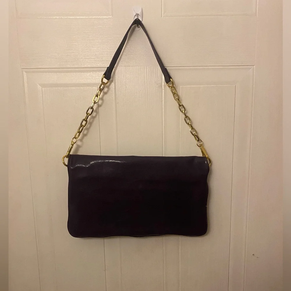 Tory Burch Plum Leather Shoulder/Clutch Bag